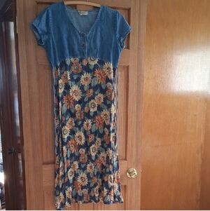 Floral Denim Kids Dress